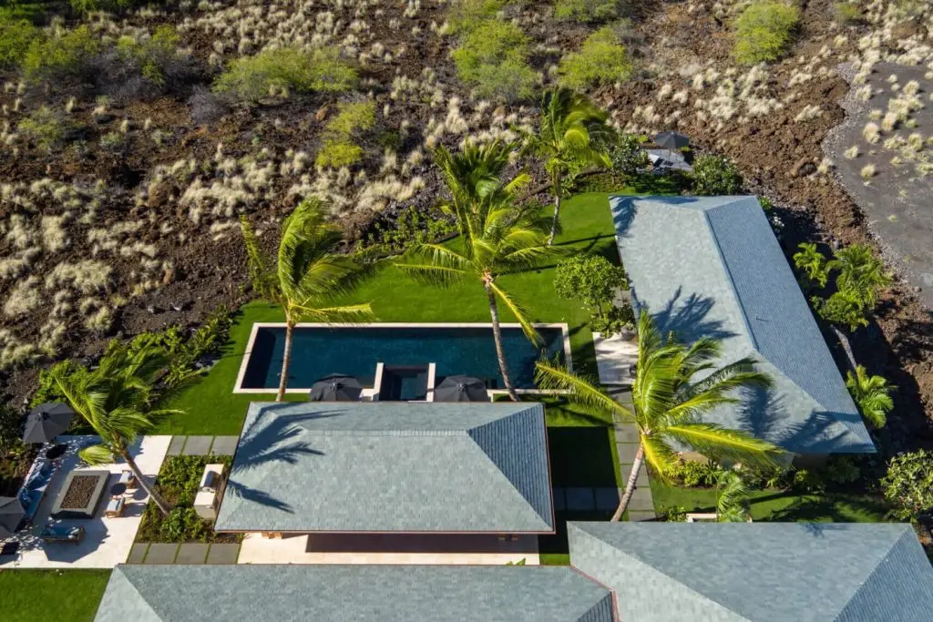 aerial view of a spacious house